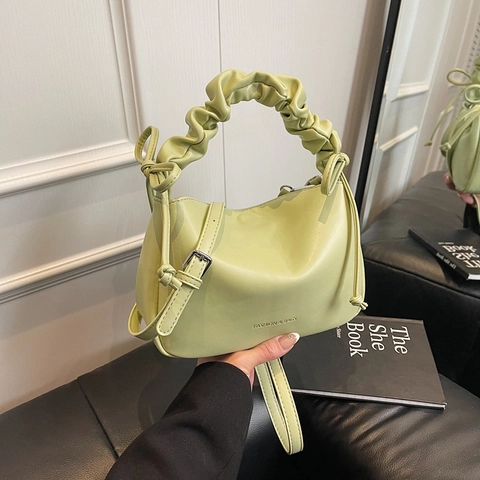 Borsa A Tracolla Con Manico Arricciato Di Moda Pelle PU Stile Nuvola Pieghettata Con Coulisse Laterali Per Donna Versatile Elegante