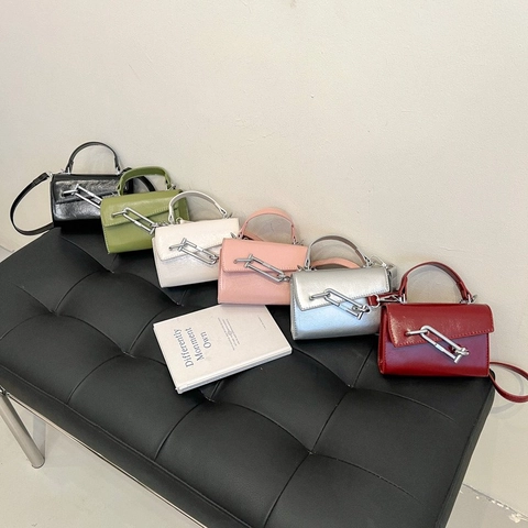 Mini Handbag Women Patent PU Leather Small Square Crossbody Shoulder Bag With Metallic Lock Trendy Versatile