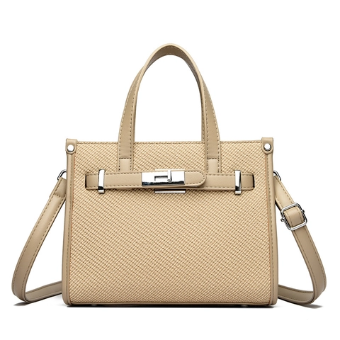 Borsa Da Donna In Pelle PU Con Trama Intrecciata E Chiusura A Girello Argento Tracolla Regolabile Borsa A Tracolla Versatile Stile Coreano