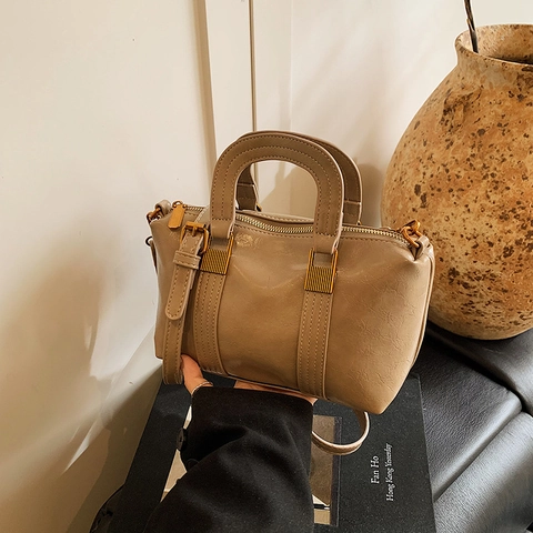Borsa Boston Retro Pelle PU Borsa A Tracolla Vintage Strutturata Borsa Commuter Per Donne