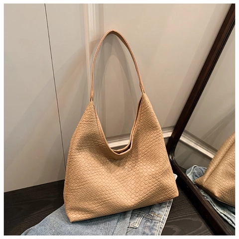 Woven Hobo Schultertasche PU Leder Große Kapazität Minimalistisch Unterarm Tote Für Frauen Täglich Pendeln