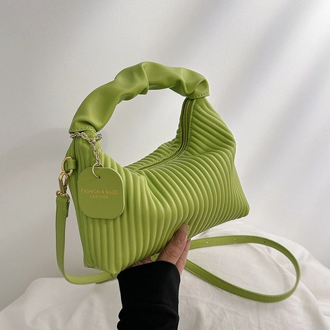 Bolso De Mano Plisado Mujer Cuero PU Asa De Nube Fruncida Bolso De Hombro Bandolera Color Contrastado Bolso Cuadrado Pequeño