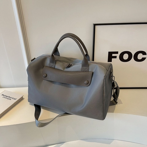 Women Fashion Canvas Travel Bag Large Capacity Gym Handbag With Synthetic Leather Flap Adjustable Shoulder Crossbody Bag