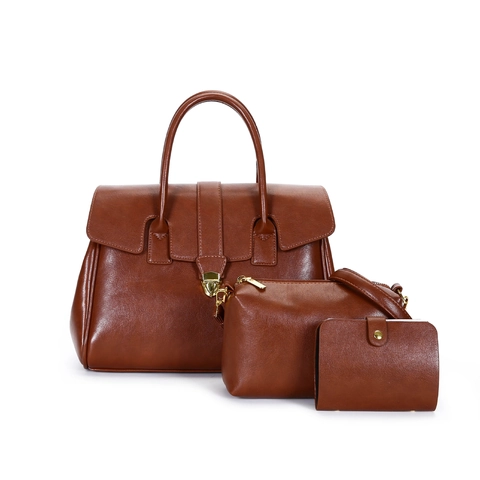 Sac À Main Femme En Cuir PU Grande Capacité Rétro Sac À Épaule Bandoulière Structuré Avec Boucle Dorée Pour Usage Quotidien