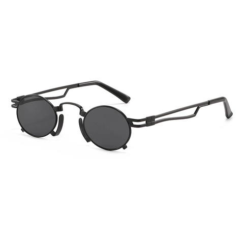 Retro Steampunk Round Sunglasses Metal Frame Hollow Out UV400 Small Circle Eyewear For Men Women Vintage
