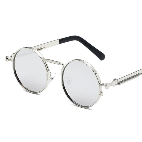 Gafas De Sol Redondas Steampunk Retro Marco De Metal Gótico Patilla De Resorte Protección UV400 Unisex