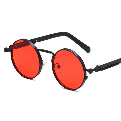 Gafas De Sol Redondas Steampunk Retro Marco De Metal Gótico Patilla De Resorte Protección UV400 Unisex