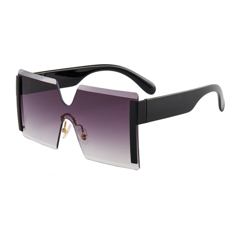 Oversized Rimless Sunglasses Gradient PC Lens UV400 Protection Fashion Square Eyewear Women Men
