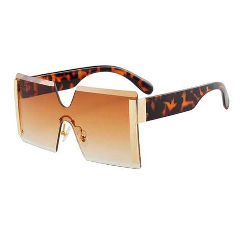 Oversized Rimless Sunglasses Gradient PC Lens UV400 Protection Fashion Square Eyewear Women Men
