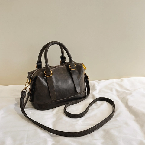 Borsa A Mano Boston In Pelle PU Vintage Borsa A Tracolla Retro Versatile Con Tracolla Regolabile Da Donna