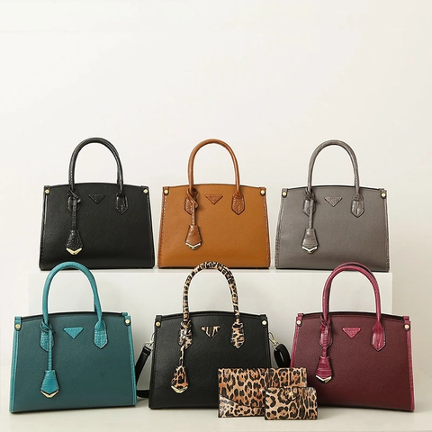 Borsa A Mano Tote Da Donna In Pelle PU E Portafoglio E Pochette Grande Capacità Trama Lychee Coccodrillo Borsa A Tracolla