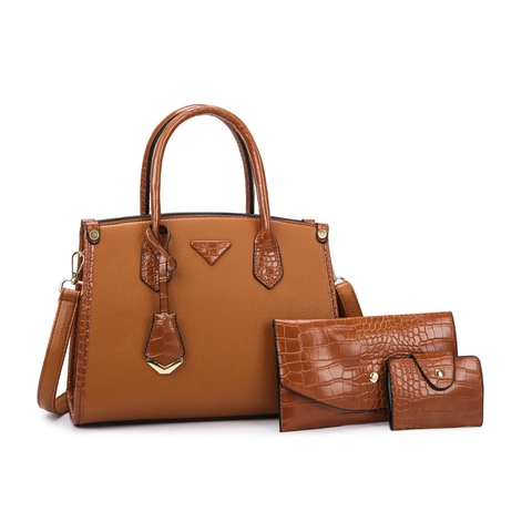 Borsa A Mano Tote Da Donna In Pelle PU E Portafoglio E Pochette Grande Capacità Trama Lychee Coccodrillo Borsa A Tracolla