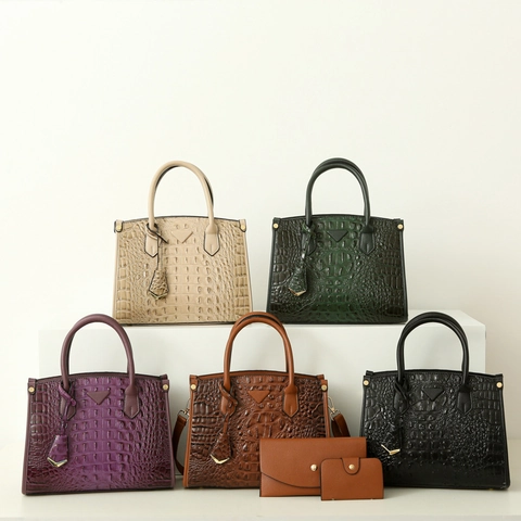 Borsa Tote Da Donna Con Trama Coccodrillo E Portafoglio A Busta Porta Carte Pelle PU Borsa A Tracolla Ufficio Quotidiano