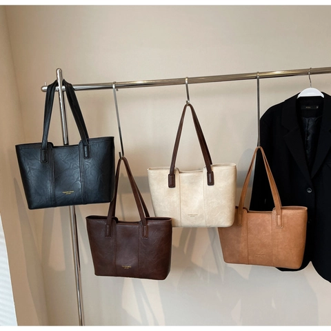 Borsa Tote Grande Da Donna In Pelle PU Vintage Borsa A Tracolla Per Il Lavoro Pendolare Quotidiana Elegante