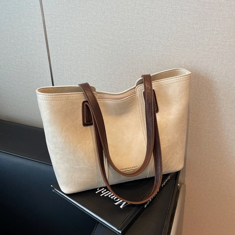 Borsa Tote Grande Da Donna In Pelle PU Vintage Borsa A Tracolla Per Il Lavoro Pendolare Quotidiana Elegante