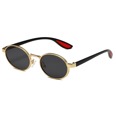 Occhiali Da Sole Ovali Retrò Montatura In Metallo Protezione UV400 Vintage Di Tendenza Per Uomini Donne Aperto