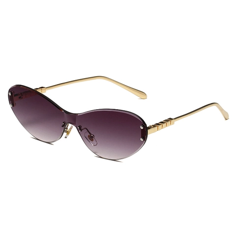 Frameless Rimless Sunglasses Irregular Gradient PC Lens UV400 Protection Fashionable Metal Frame Women
