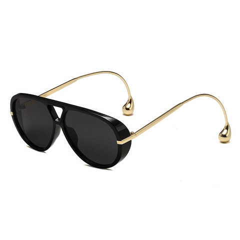 Gafas de Sol de Aviador Extragrandes de Moda para Mujer Patillas Únicas con Colgante de Gota de Agua de Metal Gafas de Protección UV400 Modernas Viaje Fiesta