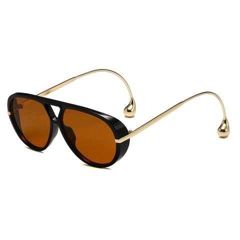 Gafas de Sol de Aviador Extragrandes de Moda para Mujer Patillas Únicas con Colgante de Gota de Agua de Metal Gafas de Protección UV400 Modernas Viaje Fiesta