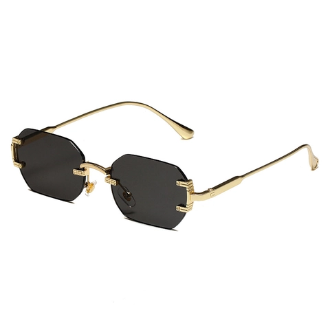 Lunettes De Soleil Octogonales Sans Monture Cadre Métallique Lentilles PC Protection UV400 Coupe Géométrique Mode Unisexe