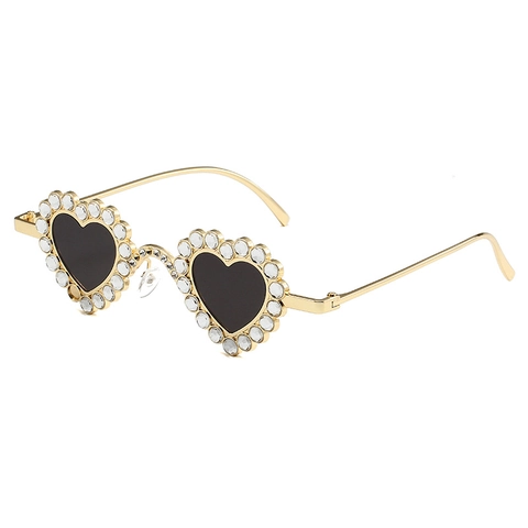 Heart Shaped Rhinestone Sunglasses For Women Metal Frame UV400 Protection Sparkling Crystal Fashion Trendy Party Eyewear