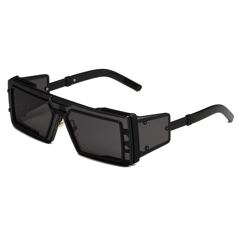 Gafas De Sol Rectangulares Steampunk Montura De Metal Protección UV400 Retro Industrial Cuadradas Hombre Mujer
