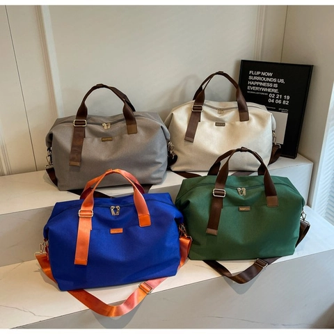 Reisetasche Canvas Große Kapazität Sporttasche Color Block Fitness Damen Umhängetasche Pendeln