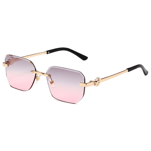 Fashion Rimless Sunglasses Multi Sided Gradient PC Lenses Metal Frame UV400 Protection Trendy Eyewear Unisex Outdoor