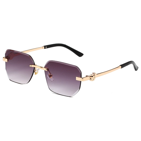 Fashion Rimless Sunglasses Multi Sided Gradient PC Lenses Metal Frame UV400 Protection Trendy Eyewear Unisex Outdoor