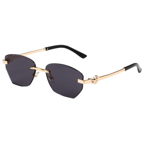 Randloze Geometrische Metalen Zonnebril Vrouwen Mannen UV400 Gradiënt PC Lens Vierkant Frame Trendy Mode Accessoire