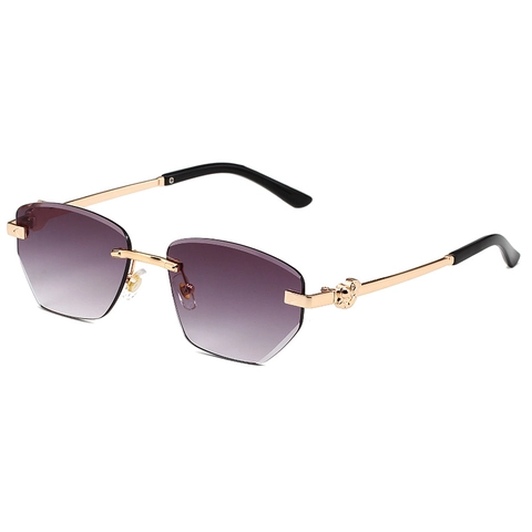 Randloze Geometrische Metalen Zonnebril Vrouwen Mannen UV400 Gradiënt PC Lens Vierkant Frame Trendy Mode Accessoire