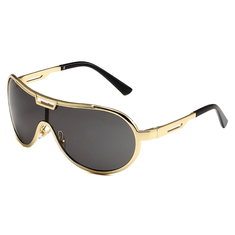 Fashion Large Frame Shield Sunglasses For Women Men Retro Aviator Integrated Lens UV400 Metal Frame Hollow Out Sun Glasses