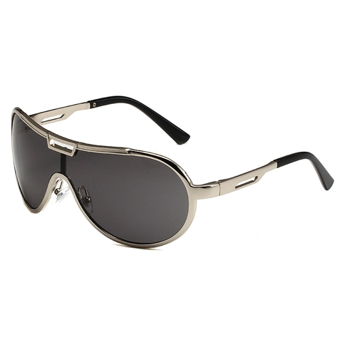 Fashion Large Frame Shield Sunglasses For Women Men Retro Aviator Integrated Lens UV400 Metal Frame Hollow Out Sun Glasses