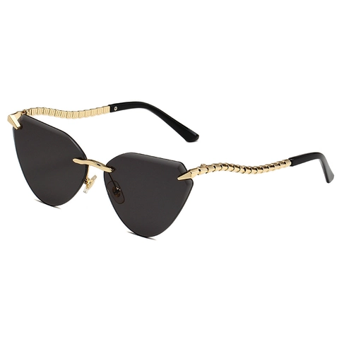 Vintage Rimless Cat Eye Sunglasses For Women Men Fashion Metal Frame UV400 Gradient Lens Retro Luxury Trendy Shade Eyewear