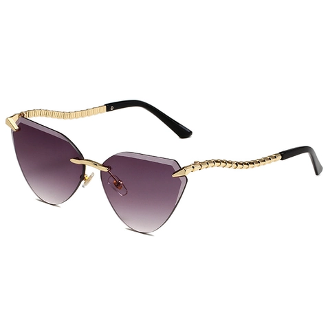 Vintage Rimless Cat Eye Sunglasses For Women Men Fashion Metal Frame UV400 Gradient Lens Retro Luxury Trendy Shade Eyewear