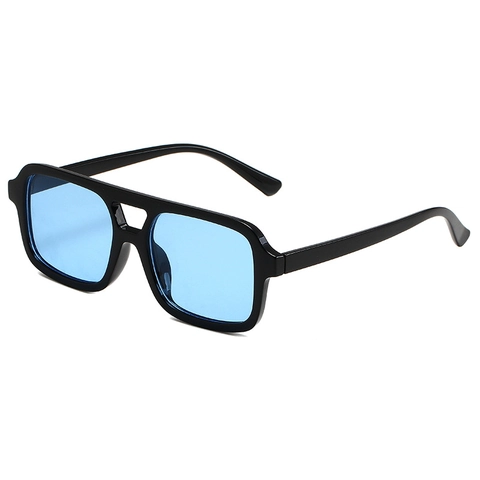 Retro Square Double Bridge Sunglasses Fashion Plastic Frame AC Lens UV400 Protection Pilot Style Outdoor Driving Eyewear