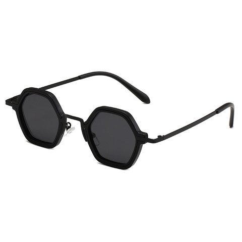 Occhiali Da Sole Esagonali Vintage Montatura In Metallo Poligono Protezione UV400 Moda Punk Hip Hop Per Uomo Donna