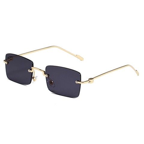 Randloze Rechthoekige Zonnebril Voor Dames Mode Metalen Frame UV400 Bescherming Gradiënt Lens Trendy Vierkante Zonnebril Party Eyewear