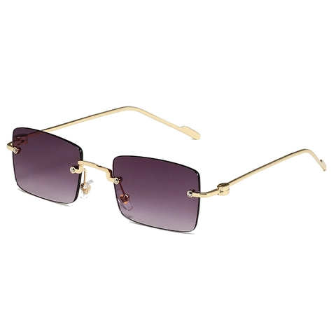 Randloze Rechthoekige Zonnebril Voor Dames Mode Metalen Frame UV400 Bescherming Gradiënt Lens Trendy Vierkante Zonnebril Party Eyewear