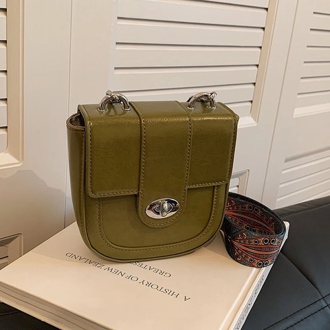Borsa A Tracolla Retrò Borsa A Sella Pelle PU Stampa Etnica Tracolla Larga Chiusura Girevole Argento Versatile Donna
