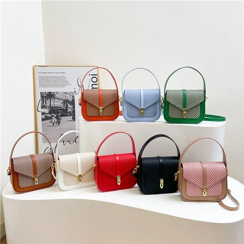 Borsa A Spalla Borsa A Tracolla Borsa A Mano Pelle PU Trama Intrecciata Chiusura In Metallo Motivo V Retro Elegante Donna