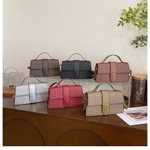 Borsa A Mano In Pelle PU Intrecciata Da Donna Design Di Nicchia Vintage Borsa A Tracolla Con Manico E Patta