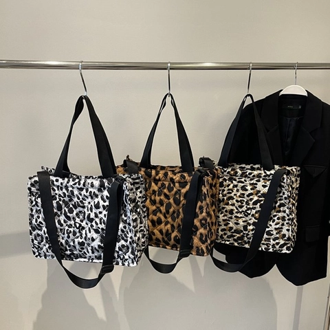 Luipaardprint Gewatteerde Pluche Draagtas Voor Dames Mode Grote Capaciteit Vintage Handtas Met Verstelbare Schouderriem