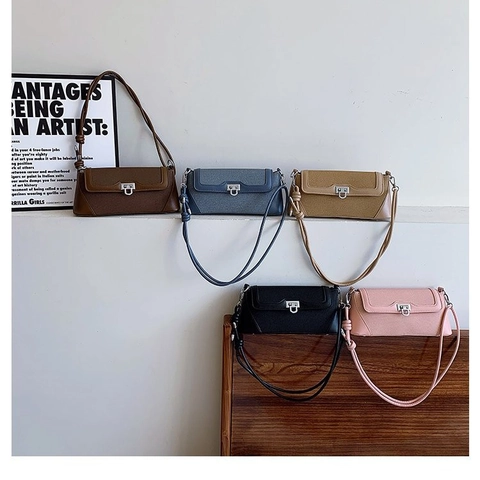 Borsa Tracolla Donna Vintage Pelle PU Patchwork Tessuto Intrecciato Baguette Borsa Spalla Fibbia Argento Tracolla Nodo