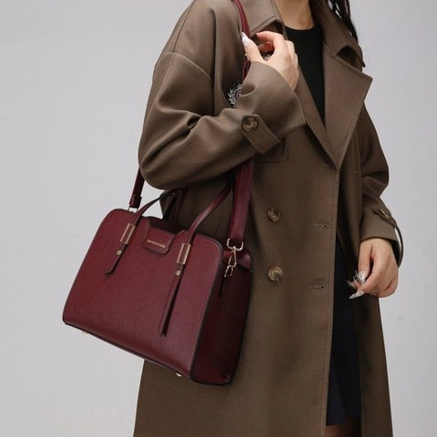 Women Handbag Tote With Leopard Print Handle Lychee Pattern PU Leather Crossbody Bag And Wallet Cardholder Elegant Style