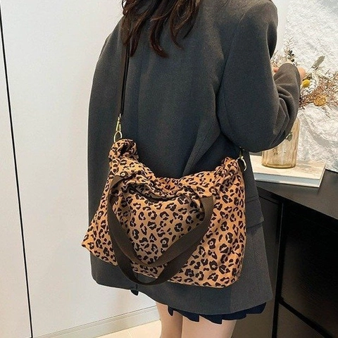 Große Canvas Tote Bag Leopard Print Karo Muster Crossbody Schulter Handtasche Für Damen Casual Commute Retro