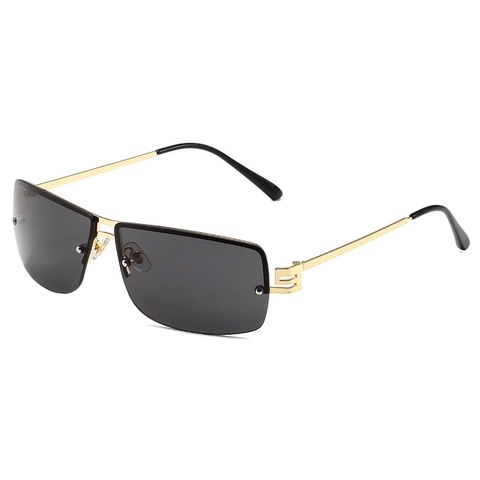 Rimless Rectangular Sunglasses For Women Y2K Fashion Metal Frame Gradient PC Lens UV400 Protection Square Tinted Shades