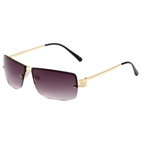 Rimless Rectangular Sunglasses For Women Y2K Fashion Metal Frame Gradient PC Lens UV400 Protection Square Tinted Shades