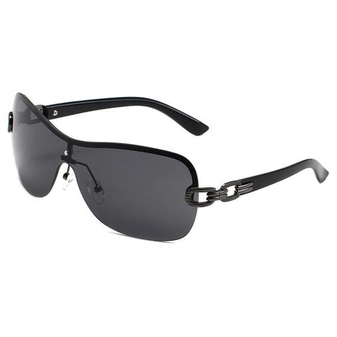 Occhiali Da Sole Shield Senza Montura Oversize Con Cerniera A Catena In Metallo Protezione UV400 Sport Y2K Unisex