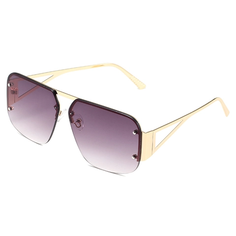 Oversized Pilot Sunglasses For Women Men Metal Frame UV400 Gradient PC Lens Rivet Hollow Temple Fashion Vintage Eyewear